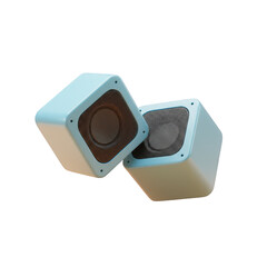 Poster - Two cube speakers floating isolated on transparent background