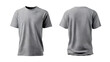 © Abir - Front and back view of a classic gray crew neck t shirt isolated on isolated on white transparent background displaying apparel design and textile details