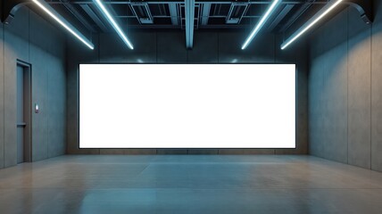 Poster - Modern interior with large blank screen and concrete walls  