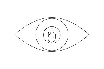 Poster - Eye with fire flame inside line art minimalist design