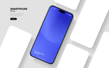 Poster - Realistic smartphone mockup. Mobile phone vector with isolated on white background. Device front view. 3D mobile phone with shadow. Realistic, high quality smart phone mockup for ui ux presentation.