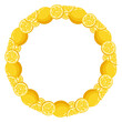 © JanelipArt - Frame with whole lemons and juicy slices. Vector isolated illustration in cartoon style on white background