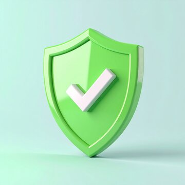 Green 3D Shield Icon with White Check Mark