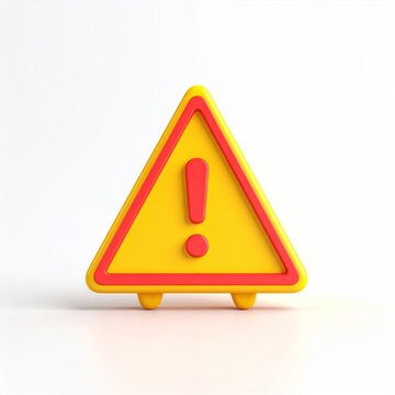 Yellow And Red 3D Triangle Warning Sign