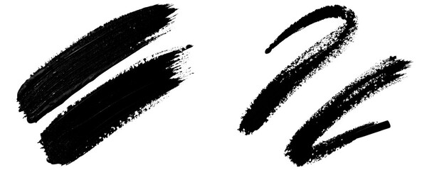 Fototapete - Two Parallel Black Grunge Brush Strokes Made With Thick Marker Ink on a Transparent or White Background