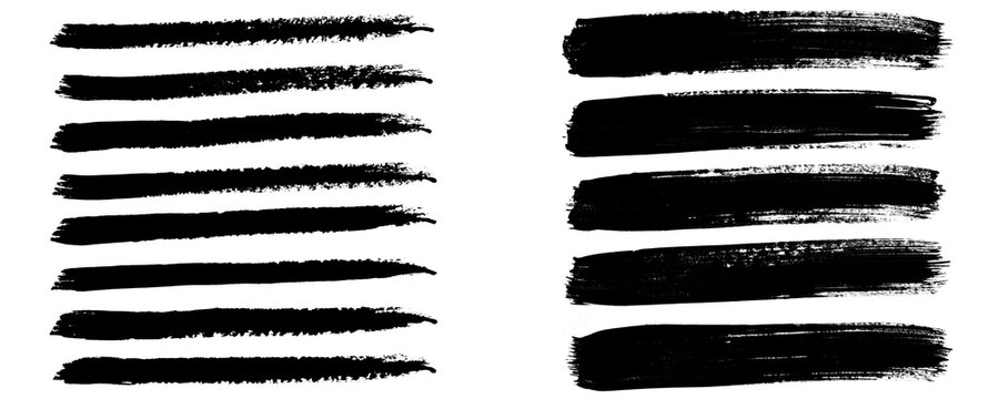 Multiple Black Grunge Strokes Drawn With Different Lengths and Angles on a Transparent or White Background