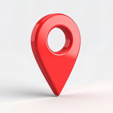 Red 3D Glossy Map Pin on White Background
