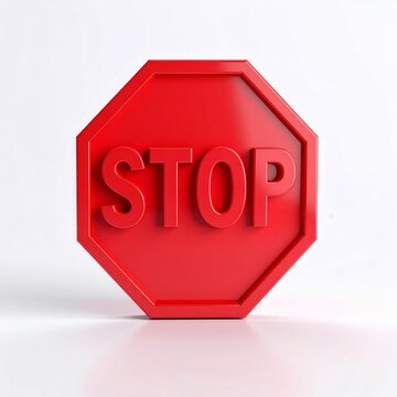 Red Octagonal Stop Sign on White Background