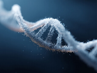 Poster - Abstract DNA strand visualization. Perfect for science, medicine, technology, or research related designs. Illustrates lifes blueprint and future innovation.