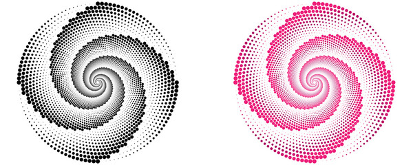 Poster - Multi-Color Halftone Dotted Circle With Speed Lines Forming a Hypnotic Vortex Effect for Abstract Motion, Tech Logos, Tattoos, or Poster Designs Isolated on a Transparent or White Background