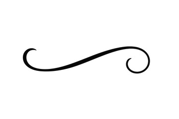 Black decorative swirl curving gracefully, lending sophisticated visual accent against transparent backdrop