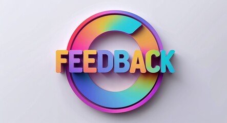Fototapete - feedback text digital graphic 3d text contrast circular gradient design on plain white background