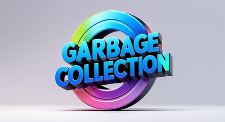 Fototapete - Garbage collection text digital graphic 3d text contrast circular gradient design on plain white background