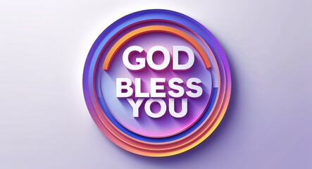Fototapete - God bless you text digital graphic 3d text contrast circular gradient design on plain white background