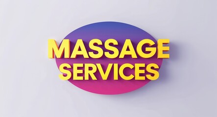 Fototapete - Massage services text digital graphic 3d text contrast circular gradient design on plain white background