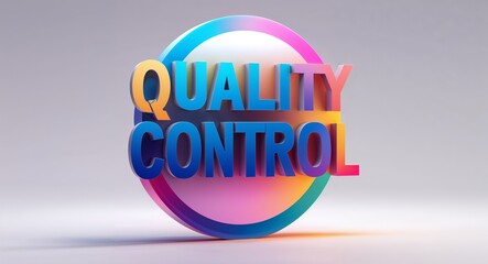 Fototapete - quality control text digital graphic 3d text contrast circular gradient design on plain white background