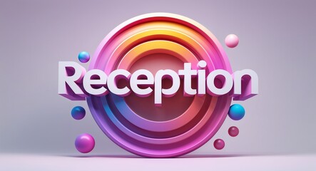 Fototapete - reception text digital graphic 3d text contrast circular gradient design on plain white background