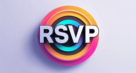 Fototapete - rsvp text digital graphic 3d text contrast circular gradient design on plain white background