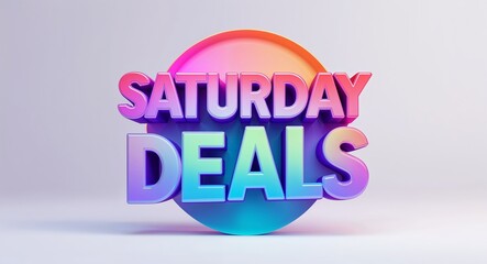 Fototapete - Saturday deals text digital graphic 3d text contrast circular gradient design on plain white background