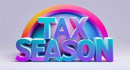 Fototapete - tax season text digital graphic 3d text contrast circular gradient design on plain white background