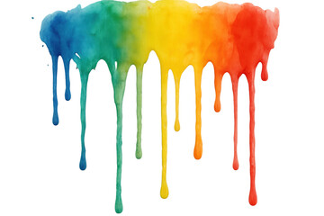 Poster - Colorful watercolor paint dripping on transparent background, creating a vibrant and artistic effect