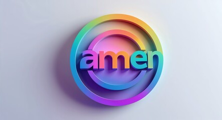 Fototapete - amen text digital graphic 3d text contrast circular gradient design on plain white background