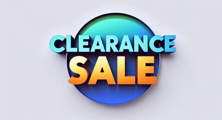 Fototapete - clearance sale text digital graphic 3d text contrast circular gradient design on plain white background