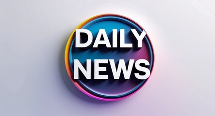 Fototapete - daily news text digital graphic 3d text contrast circular gradient design on plain white background