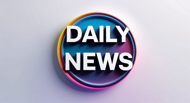 daily news text digital graphic 3d text contrast circular gradient design on plain white background