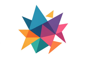 Aufkleber - Vibrant geometric pattern featuring overlapping translucent triangles forming dynamic abstract composition with transparent background