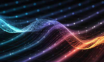 Aufkleber - Abstract Wave Background Vibrant Hues and Glowing Particle Effects