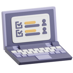 Aufkleber - 3d laptop with checklist and user icons