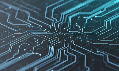Aufkleber - Abstract Technology Background Circuit Board Design, Digital Network Connections, and Technological Innovation