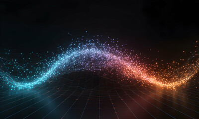 Aufkleber - Abstract Glowing Wave  Digital Art of Light Particles and Energy