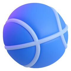 Poster - 3D Render of a Blue Basketball with Gradient Lighting on Transparent Background
