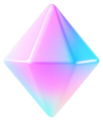 Poster - Pink and Blue Gradient Geometric Crystal 3D Render