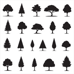 Wall Mural -  trees silhouettes on the white background
