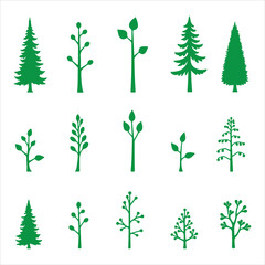 Wall Mural -  trees silhouettes on the white background