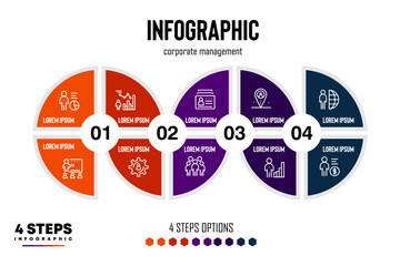 Poster - Circle chart infographic template with 4 options for presentations. Vector illustration Eps