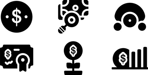 Aufkleber - Modern  Rounded Filled Money Icon Set