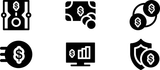Aufkleber - Modern  Rounded Filled Money Icon Set