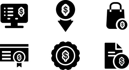 Aufkleber - Modern  Rounded Filled Money Icon Set