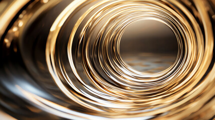 Poster - A close-up view of intricate metallic rings creating a mesmerizing spiral effect, ideal for modern graphic design projects.