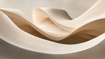 Poster - A minimalist design featuring soft, flowing waves of light beige tones, creating a serene and tranquil atmosphere.