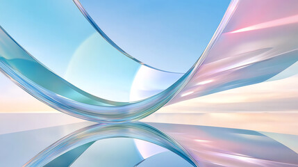 Poster - A surreal abstract design featuring flowing shapes in pastel colors, creating a dreamy and futuristic atmosphere.