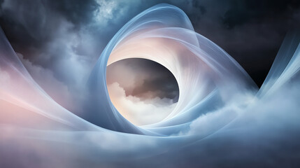 Poster - A surreal, swirling cloud formation creates a dreamlike void, evoking mystery and wonder in the atmospheric landscape.