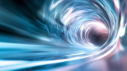 Poster - Abstract light tunnel representing speed and motion with vibrant blue and purple hues, capturing the essence of technological advancement.
