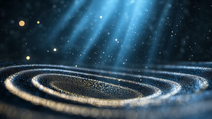 Poster - Abstract representation of light beams interacting with a surface, creating mesmerizing wave patterns and glittering effects.