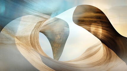 Poster - An abstract composition featuring fluid, organic shapes in soothing colors, ideal for creative projects and modern design.