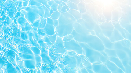 Poster - Bright blue water surface with gentle ripples reflecting sunlight. Perfect for summer themes and relaxation visuals.
